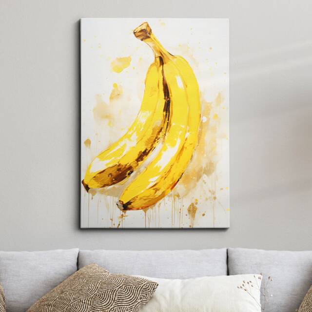 Vibrant Banana Fruit Food Abstract Oil Painting Framed Poster Print & Canvas Wall Decor Art Bedroom Home Kitchen Interior Gift - image 1