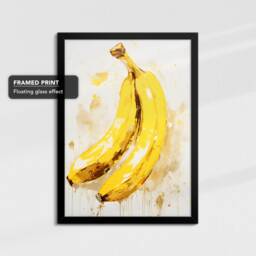 Vibrant Banana Fruit Food Abstract Oil Painting Framed Poster Print & Canvas Wall Decor Art Bedroom Home Kitchen Interior Gift - thumbnail 2