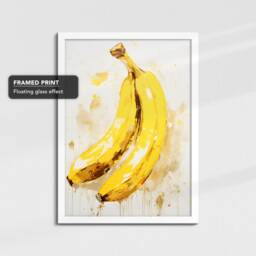 Vibrant Banana Fruit Food Abstract Oil Painting Framed Poster Print & Canvas Wall Decor Art Bedroom Home Kitchen Interior Gift - thumbnail 3