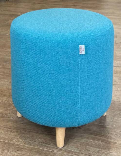 Turquoise Harris Tweed Footstool With Tiny Wooden Legs - image 1