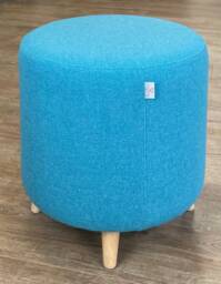 Turquoise Harris Tweed Footstool With Tiny Wooden Legs