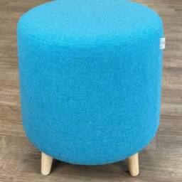 Turquoise Harris Tweed Footstool With Tiny Wooden Legs - thumbnail 2