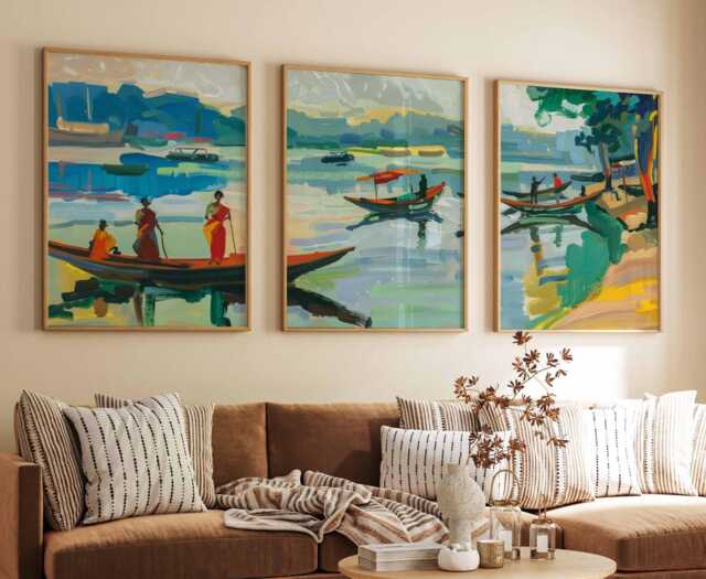 Set Of 3 Dhaka Posters, Bangladesh Prints, Travel Art, Asian Wall Islamic Arabic Decor, Muslim Print - image 1