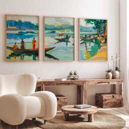 Set Of 3 Dhaka Posters, Bangladesh Prints, Travel Art, Asian Wall Islamic Arabic Decor, Muslim Print - thumbnail 3