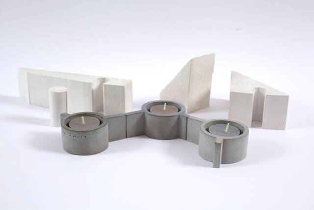 Molecule Concrete Candle Holder Modern Handmade Set Of 3 - image 1