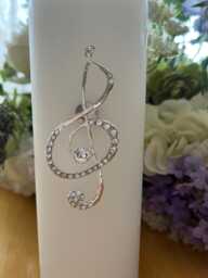 Silver Musical Note Candle Pin With Diamant?? Stones - thumbnail 1