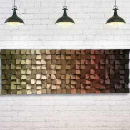 Reclaimed Wood Wall Art - Ombre Sound Diffuser, Handmade Mosaic - thumbnail 2