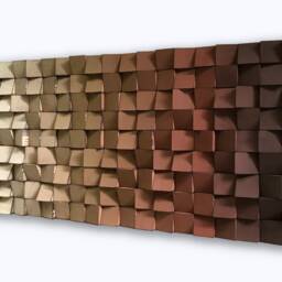 Reclaimed Wood Wall Art - Ombre Sound Diffuser, Handmade Mosaic - thumbnail 3