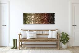 Reclaimed Wood Wall Art - Ombre Sound Diffuser, Handmade Mosaic - thumbnail 1