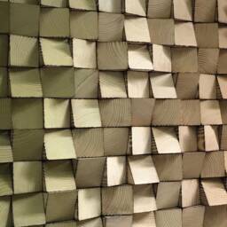 Reclaimed Wood Wall Art - Ombre Sound Diffuser, Handmade Mosaic - thumbnail 4
