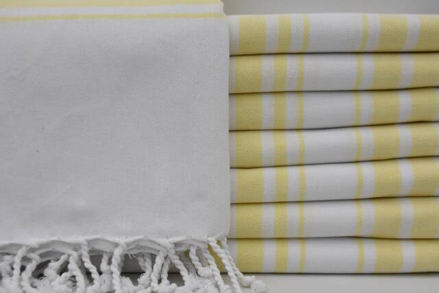 "Turkish Towel, Yellow Striped Towel, Turkish Bath Towel, Handmade Towel, 40""x68" - image 1