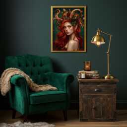 Faun Goddess Art Print Enchanted Forest Mythology Portrait - thumbnail 2