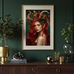 Faun Goddess Art Print Enchanted Forest Mythology Portrait - thumbnail 3