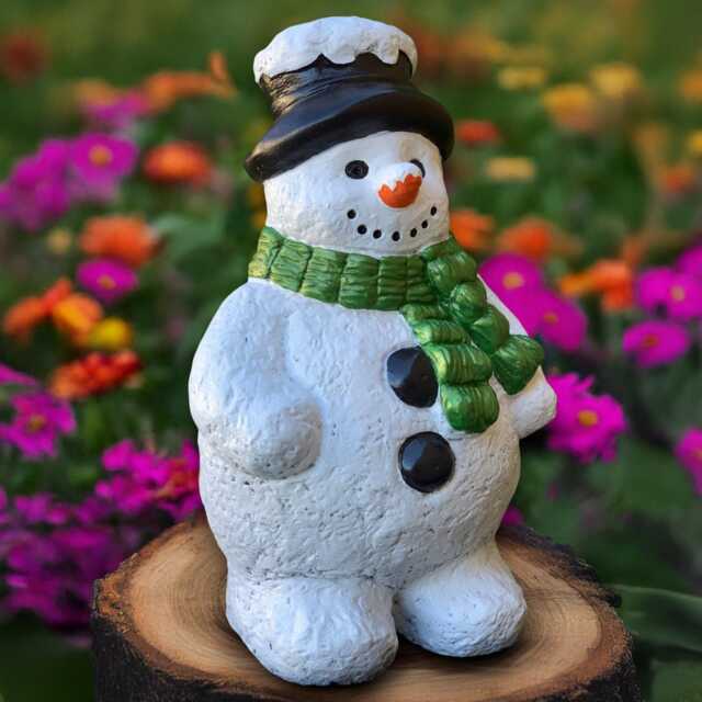 Christmas Snowman Sculpture Stone Statue Cement Decoration Handmade Front Door Ornament Snowman Lover Gift Yard Art - image 1