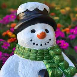 Christmas Snowman Sculpture Stone Statue Cement Decoration Handmade Front Door Ornament Snowman Lover Gift Yard Art - thumbnail 2