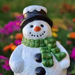 Christmas Snowman Sculpture Stone Statue Cement Decoration Handmade Front Door Ornament Snowman Lover Gift Yard Art - thumbnail 4