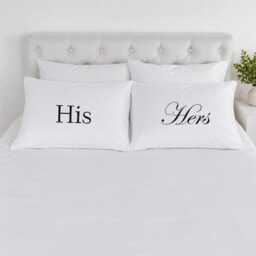 His & Hers Pair Of Pillowcases Printed Pillow Case Sets Choice Black Or White - thumbnail 3