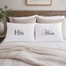 His & Hers Pair Of Pillowcases Printed Pillow Case Sets Choice Black Or White