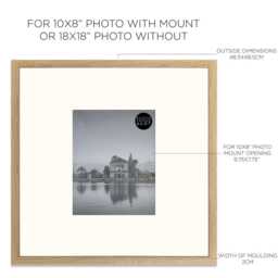 "Oak Effect Wooden Photo Frame 18x18"" For 10x8" - thumbnail 3