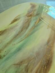 Resin Colored Coffee Table in Brown, Green, Art With Wooden Legs
