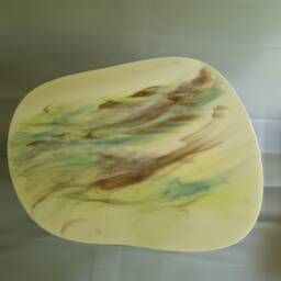 Resin Colored Coffee Table in Brown, Green, Art With Wooden Legs - thumbnail 3
