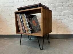 Record Player Stand, Wooden Vinyl Storage Unit, Turntable Stand - thumbnail 1