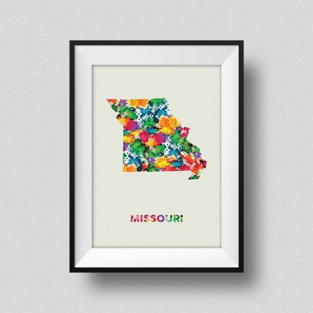 Missouri Map Usa Watercolor Art Print Ink Splash Poster Canvas