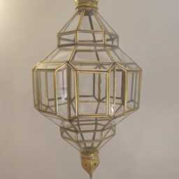 Brass & Glass Pendant Light - Handmade in Morocco - thumbnail 3