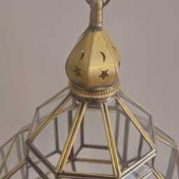 Brass & Glass Pendant Light - Handmade in Morocco - thumbnail 4
