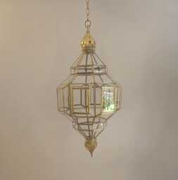 Brass & Glass Pendant Light - Handmade in Morocco - thumbnail 1