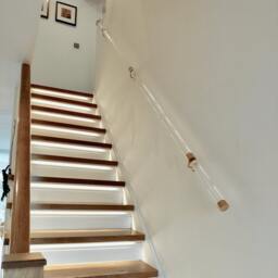 Perspex Handrail With Solid Brass Brackets & End Caps - 38mm Clear Hand Rail