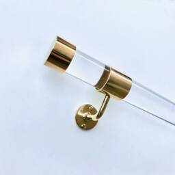 Perspex Handrail With Solid Brass Brackets & End Caps - 38mm Clear Hand Rail - thumbnail 3