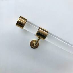 Perspex Handrail With Solid Brass Brackets & End Caps - 38mm Clear Hand Rail - thumbnail 2