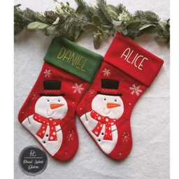 Personalised Christmas Stocking, Stocking Red & Green, Santa, Reindeer, Penguin Snowman, Named Home Decor - thumbnail 4