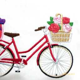 Valentine's Day Embroidered Pillow, Romantic Bicycle With Hearts - thumbnail 4