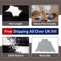 Genuine Leather Cowhide Rug - Small, Natural Black & White Accent Piece - thumbnail 4