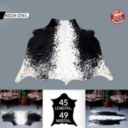 Genuine Leather Cowhide Rug - Small, Natural Black & White Accent Piece - thumbnail 2