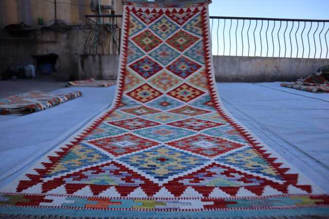 2'10x8'4 Ft Chubi Maimana Kilim Runner Rug, Turkmen New Flatweave Oriental Afghan Handmade Stunning Hallway Rug - image 1