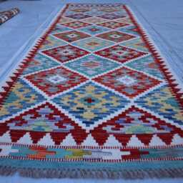 2'10x8'4 Ft Chubi Maimana Kilim Runner Rug, Turkmen New Flatweave Oriental Afghan Handmade Stunning Hallway Rug - thumbnail 2