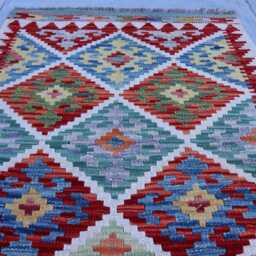 2'10x8'4 Ft Chubi Maimana Kilim Runner Rug, Turkmen New Flatweave Oriental Afghan Handmade Stunning Hallway Rug - thumbnail 3