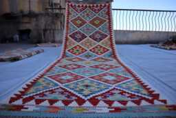 2'10x8'4 Ft Chubi Maimana Kilim Runner Rug, Turkmen New Flatweave Oriental Afghan Handmade Stunning Hallway Rug - thumbnail 1
