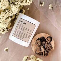 Personalized Candle Gift For Mum Engraved Wood Lid, Custom Label - thumbnail 3