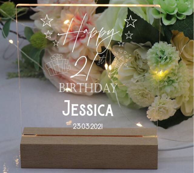 Personalised Any Age Birthday Gift Night Light Led Lamp 18Th 21st 30Th 40Th 50Th 60Th 70Th 80Th - image 1