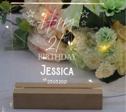 Personalised Any Age Birthday Gift Night Light Led Lamp 18Th 21st 30Th 40Th 50Th 60Th 70Th 80Th - thumbnail 1