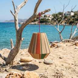 Handmade Geometric Cotton Yarn Pendant Lamp Kythira-stone-1, By Abajurhandmade