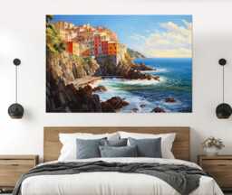 Cinque Terre Canvas Print, Wall Art, Coast Italian Decor, Italy Art - thumbnail 1