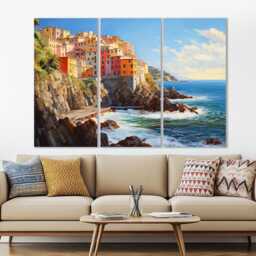 Cinque Terre Canvas Print, Wall Art, Coast Italian Decor, Italy Art - thumbnail 2