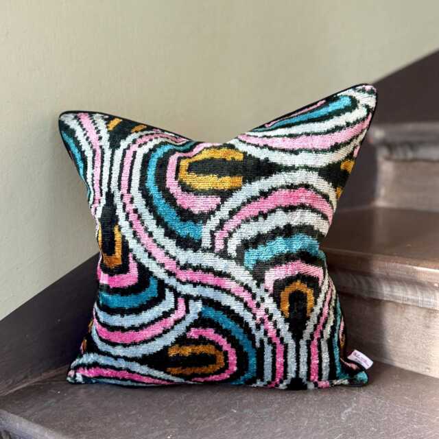 Velvet Ikat Pillow Cover Valentino - Decorative Cushion For Sofa Or Bed - image 1