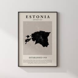 Estonia Map Vintage Abstract Wall Art Print Picasso + Matisse Inspired Travel Poster - thumbnail 2