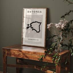 Estonia Map Vintage Abstract Wall Art Print Picasso + Matisse Inspired Travel Poster - thumbnail 3